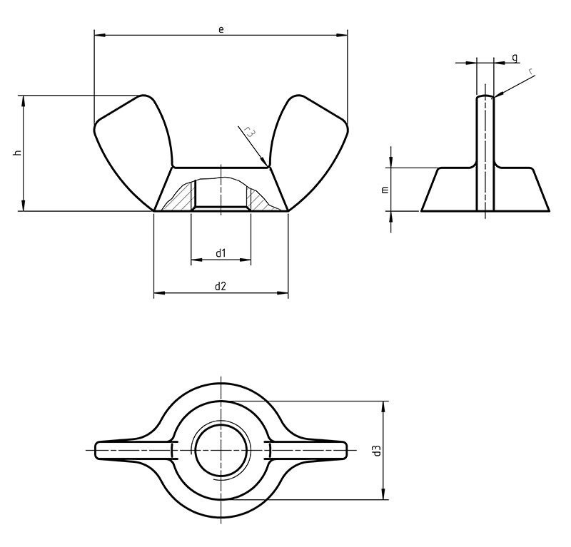 DIN 314 Wing nuts with edged wings