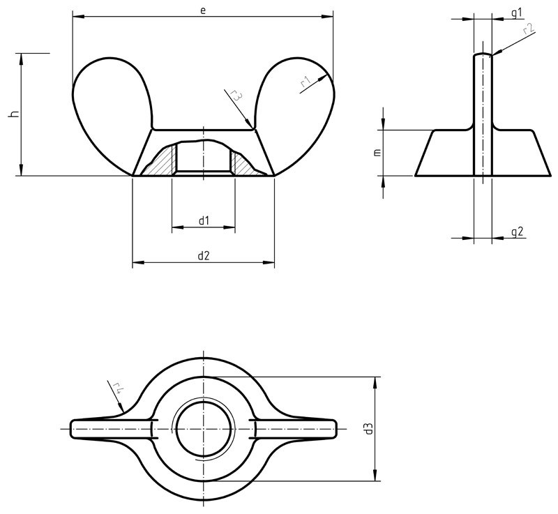DIN 315A  Wing nuts with rectangular wings