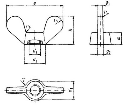 DIN 315d  Wing nuts with rounded wings
