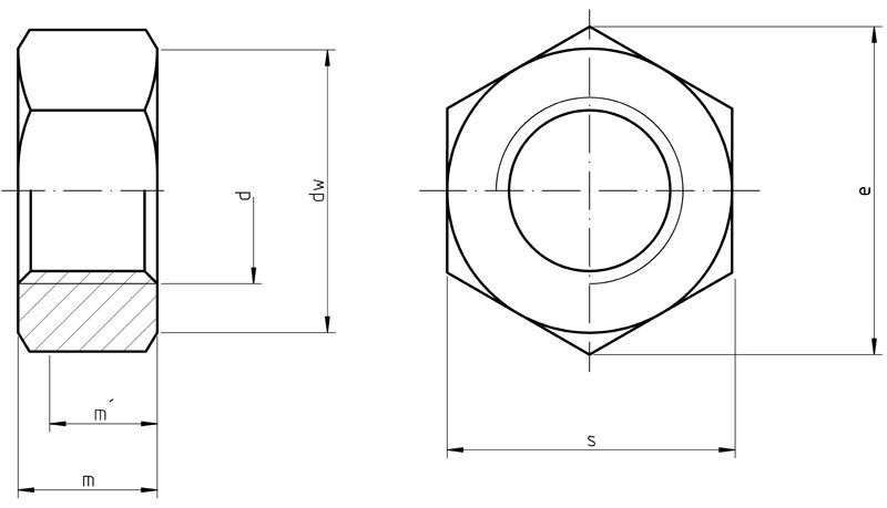 DIN 555 Hexagon Nut production class C