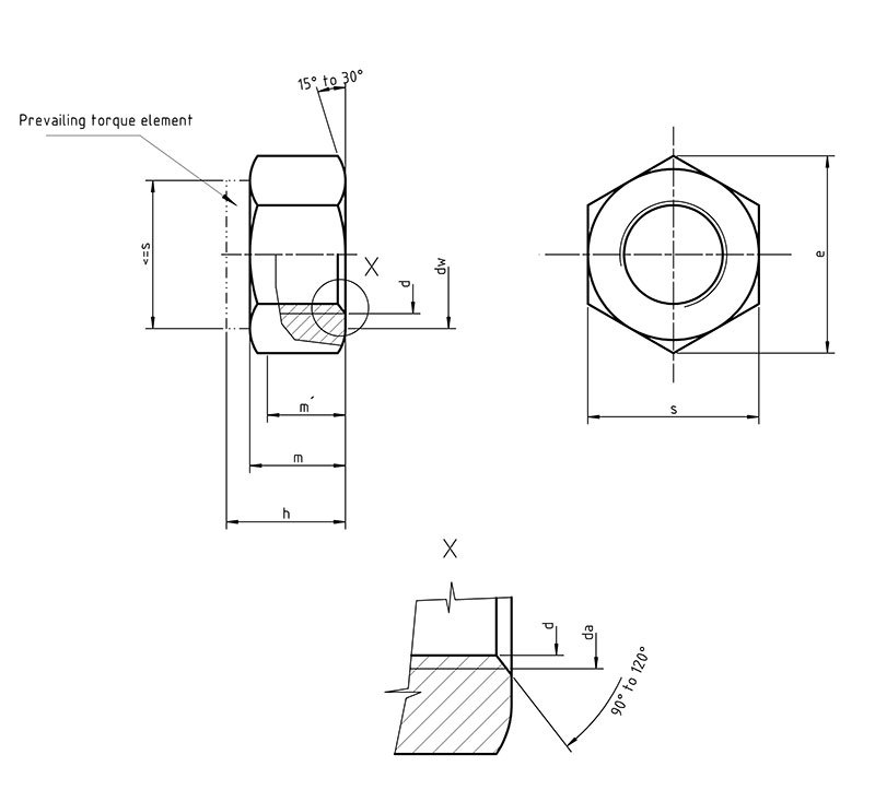 DIN 6924  Hexagon nuts with Klamm part