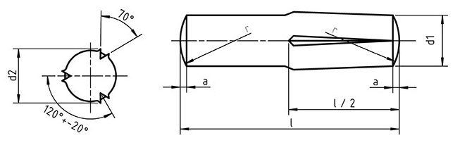 DIN1474 Grooved pins full length parallel