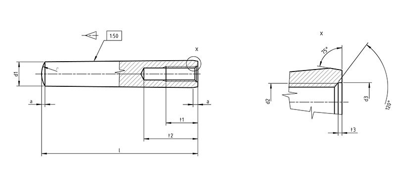 DIN 7978 Taper pins with internal thread