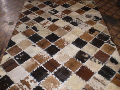 Hair On Leather Carpet - Customized Rectangle Size for Versatile Use Dry Cleaning Friendly