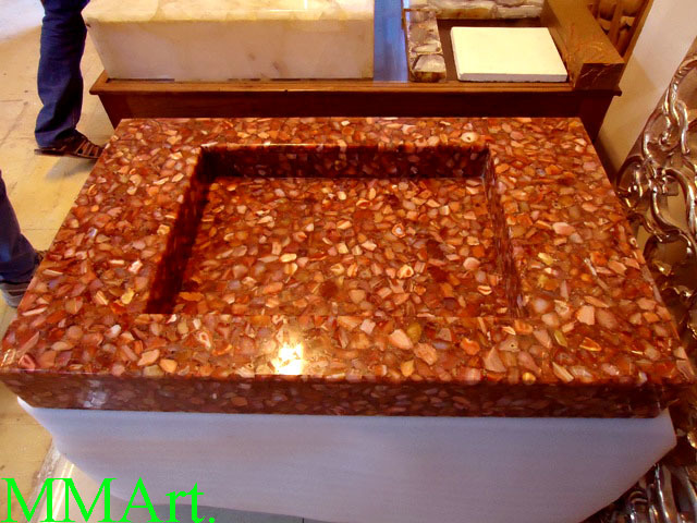 Gemstone slice cut and Precious sink wash basing and slab natural stone manufacturer sanitary