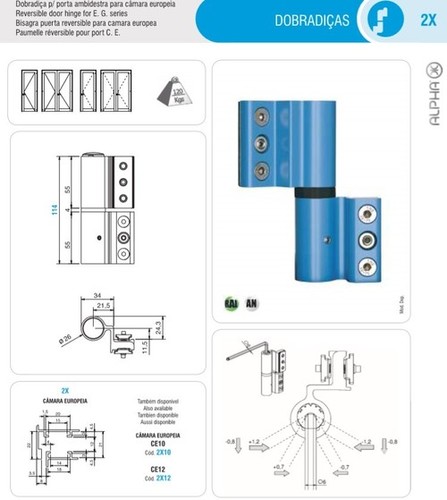 Reversible door Hinges for E. G. Series