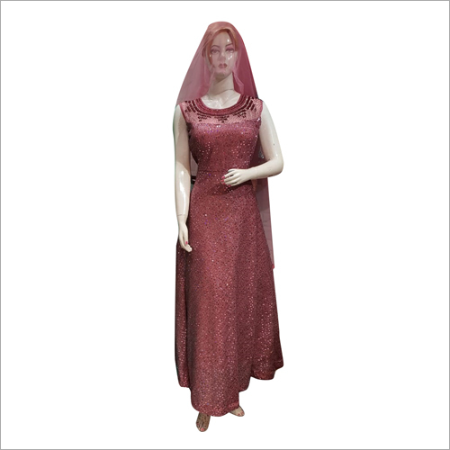 Red Ladies Designer Floor Length Suit