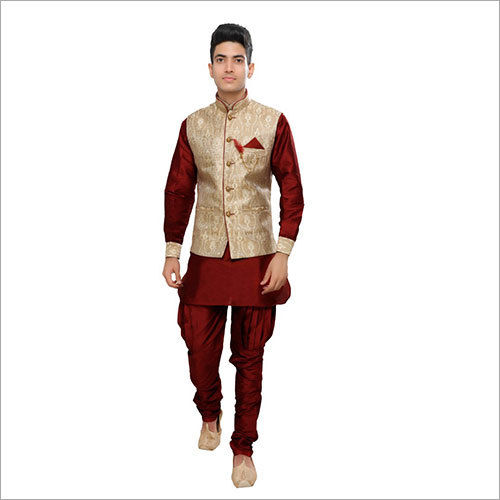 Men Kurta Pajama Set With Jacket