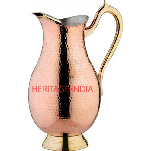 Copper Hammered Tin Coated Water Jug