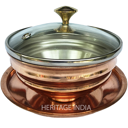 Copper Date Bowl With Glass Lid