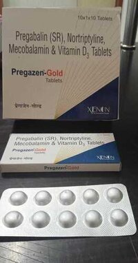 Pregabalin (SR), Nortriptyline, Mecobalamin & Vitamin D3 Tablets PREGAZEN GOLD