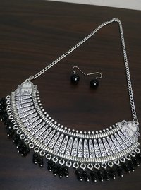 Oxidised Long Hasli Necklace Set