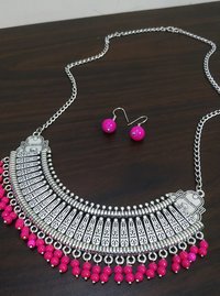 Oxidised Long Hasli Necklace Set