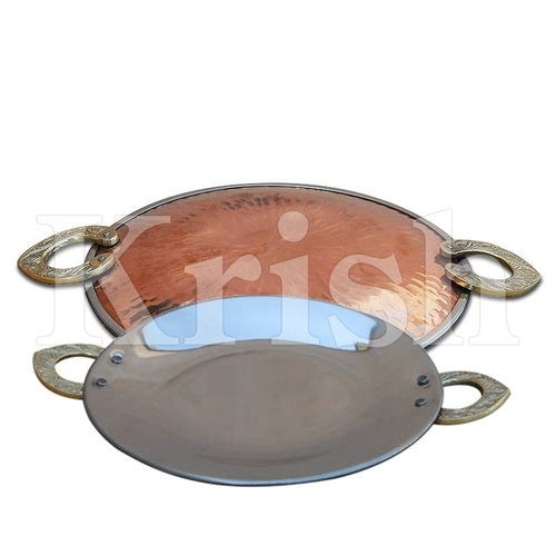 Round Serving Platter - Copper Hammered