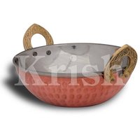 Stainless Steel Indian Wok - Copper Hammered