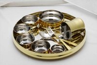 Stainless Steel 10 Pcs Buffet Set - Brass Liner