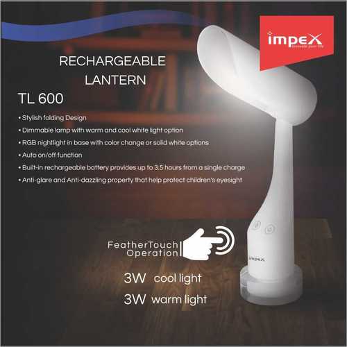 IMPEX Rechargeable LED Table Lamp (TL 600) By NEWGENN INDIA