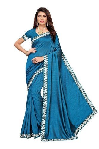 vichitra embroidery saree with attached blouse