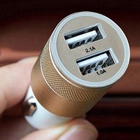 Dual Port USB Car Charger for Mobile and Tablets with 3 in 1 Cable