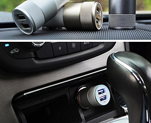 Dual Port USB Car Charger for Mobile and Tablets with 3 in 1 Cable