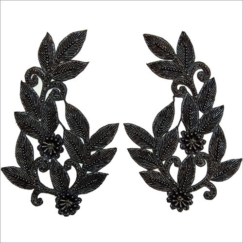 Handwork Patches - Silk Material, 4-7 Inch Length | Bead Decoration, One-Sided Design, Elegant Craftsmanship for Unique Styling
