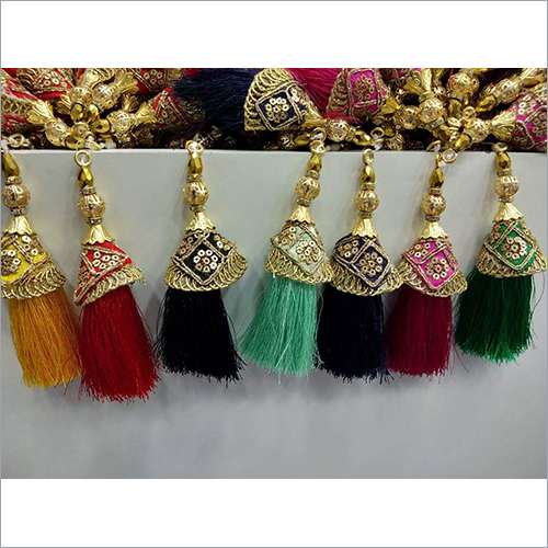 Fancy Latkan - Silk Material, 2-5 Inch Length | One-Sided Design with Sequins Decoration