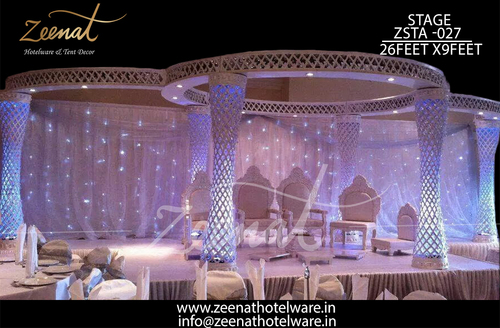 Fiber Stage - 26/9 Feet Round | WR Matte Base, White Color, Wedding Decoration