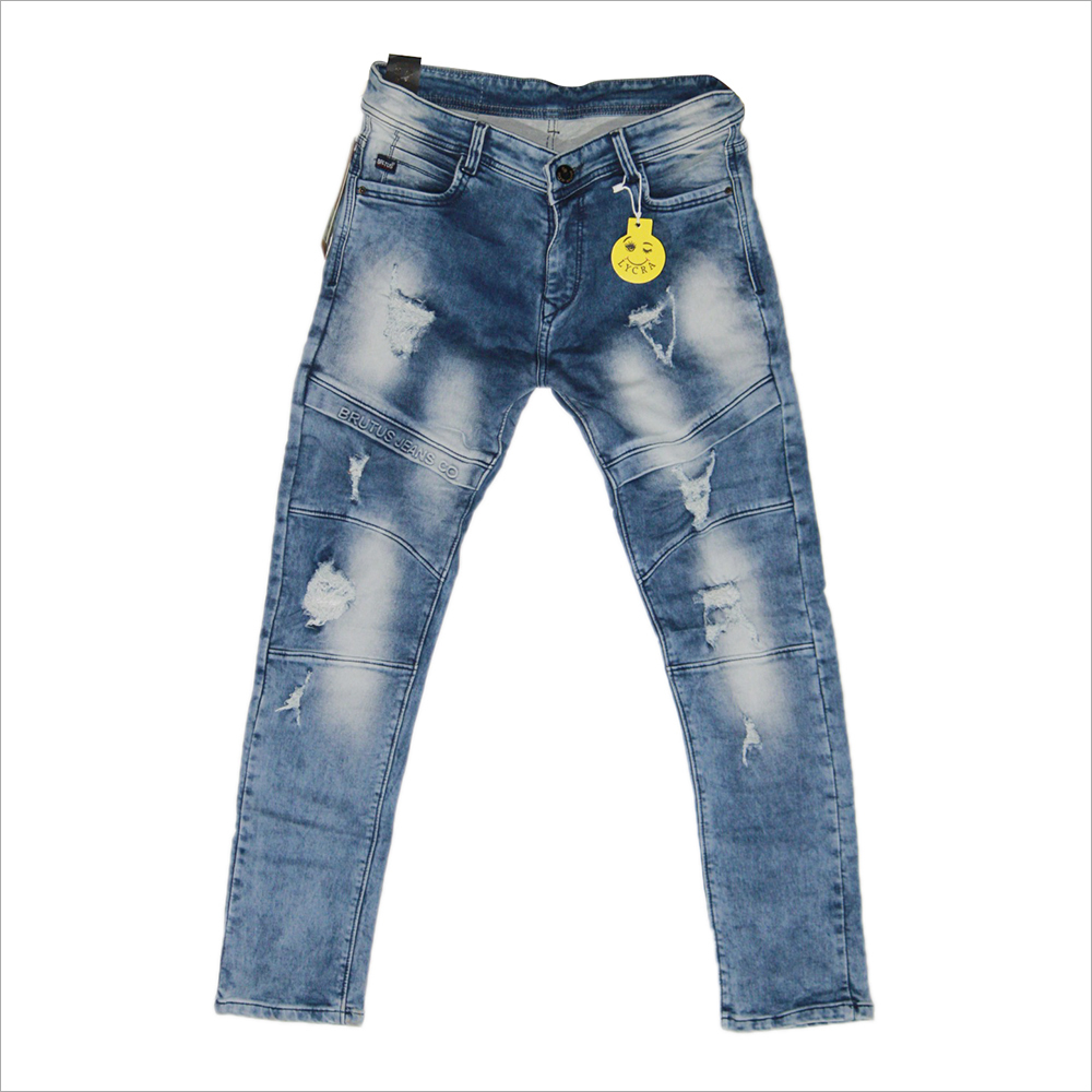 Washable Mens Regular Fit Ripped Jeans