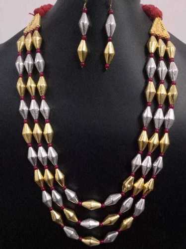 Necklace Beautiful Triple Layer Dual Tone Dholki Mala Set