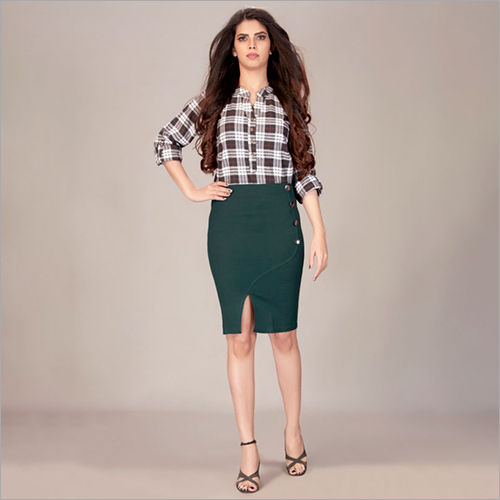 Available In All Color High Waist Slit Cut Green Skirt