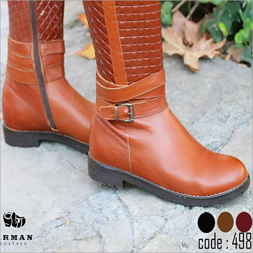 Ladies Natural Tan Leather High Boots