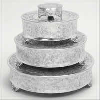 Silver Or Golden Aluminium Embossed  Wedding Cake Stand