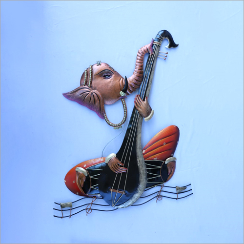 Indoor Four Hand Ganesha Wrought Iron Wall Hanging
