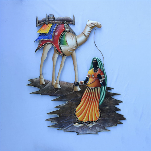 Indoor Camel Lady Iron Wall Hanging