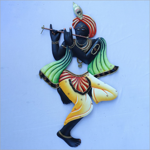 Colour Krishna Bansuri Iron Wall Hanging