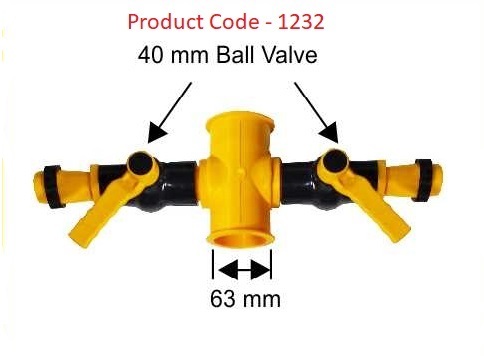 PLUS 4 Way Coupler 63 mm / Ball Valve 40 mm / Adaptor 40 mm