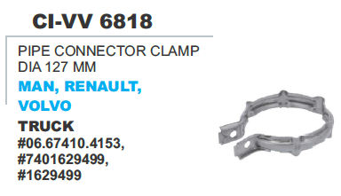 Pipe Connector Clamp Dia 127 MM Man, Renault,Volvo Truck