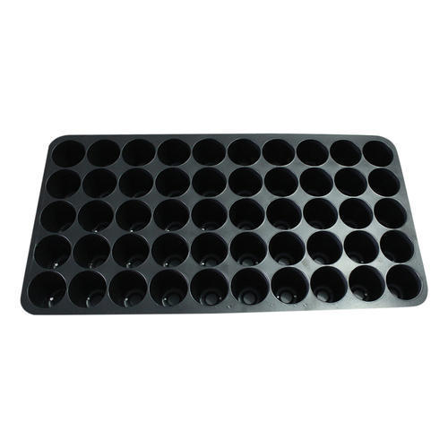 Agricultural Seedling Tray - PVC 530x275x50mm Black, 50 Cavities, Durable Reusable Design