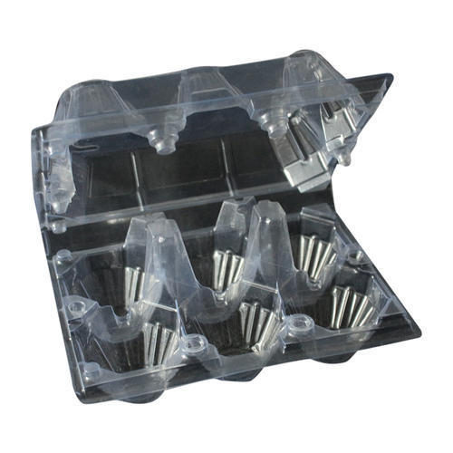 Plastic Egg Tray - Plastic, 150 x 100 x 50 mm, Black & Transparent | 6 Egg Capacity, Crack-Free, Durable, Lightweight, Reusable, Stackable