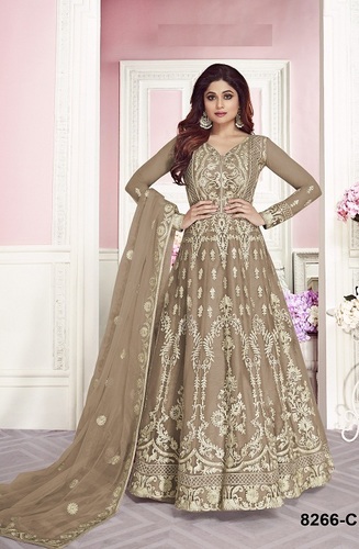 Beige Anarkali Georgette