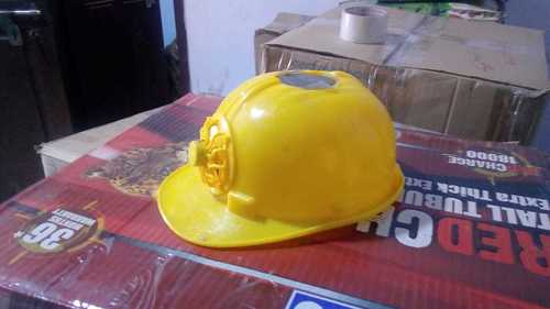 Plastic Solar Helmet With Fan - Yellow Color