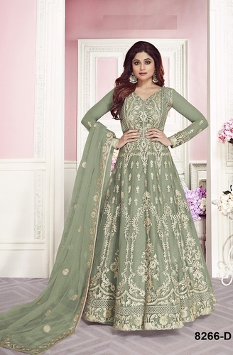 Green Anarkali Georgette