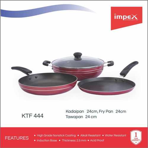 Impex ISKTF-444 Nonstick Aluminium 3 Pcs Cookware Set (Kadai Pan,Tawa Pan,Fry Pan)
