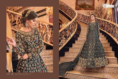 Dark Grey Designer Anarkali Suit