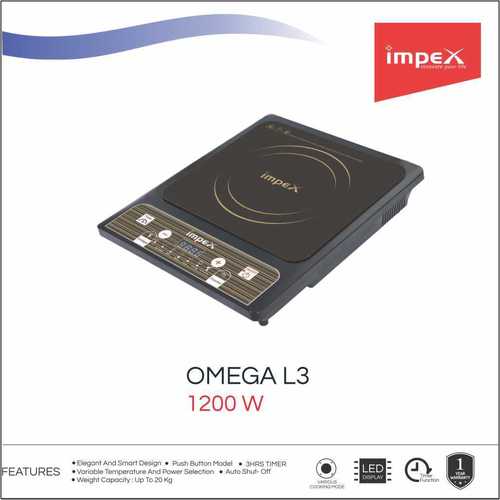 Impex OMEGA-L3 Light Weight Induction Cooktop Without Pot (1200 Watts,Black)