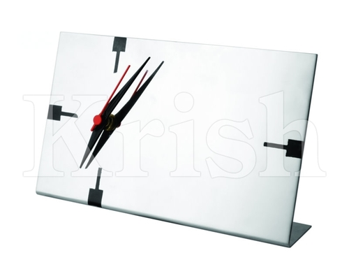 Stainless Steel Long Desktop Clock With Photo Holder