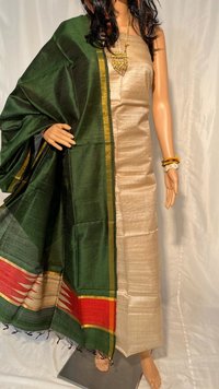 PURE DESI TUSSAR SILK PLAIN TOP 2.5 MTRS ,PURE DUPION RAW SILK HANDLOOM LONG 2.5 MTRS DUPATTA