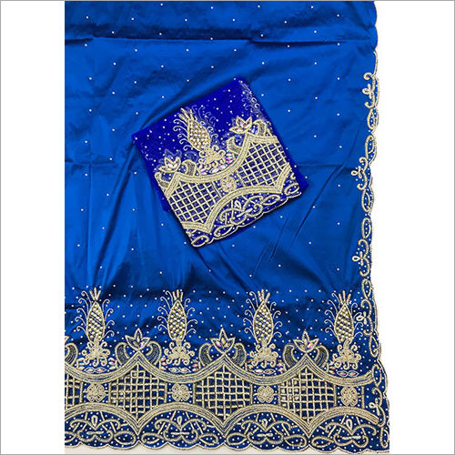 Washable Royal Blue Heavy Beaded George African Wrapper