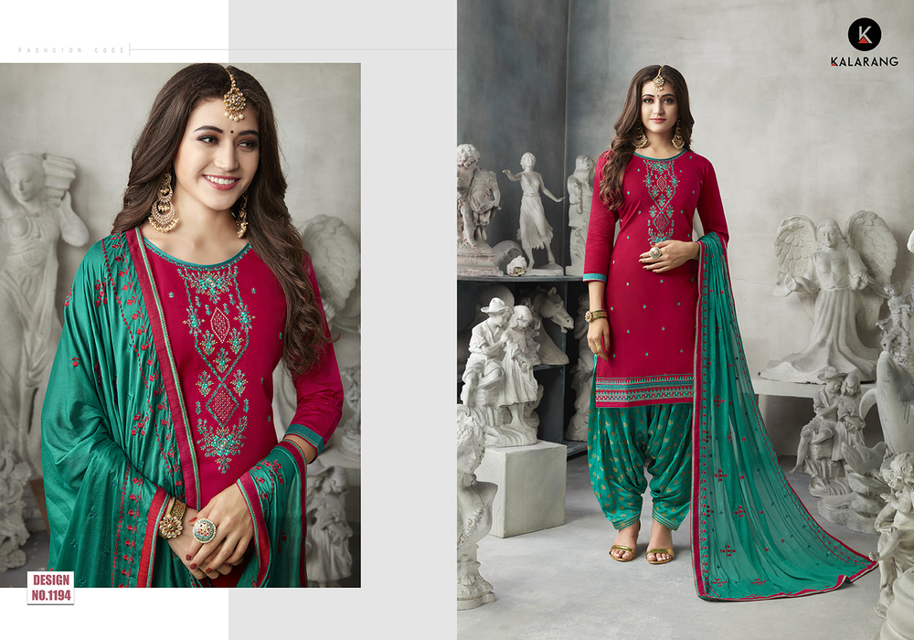 Pure Silk Embroidered Suit