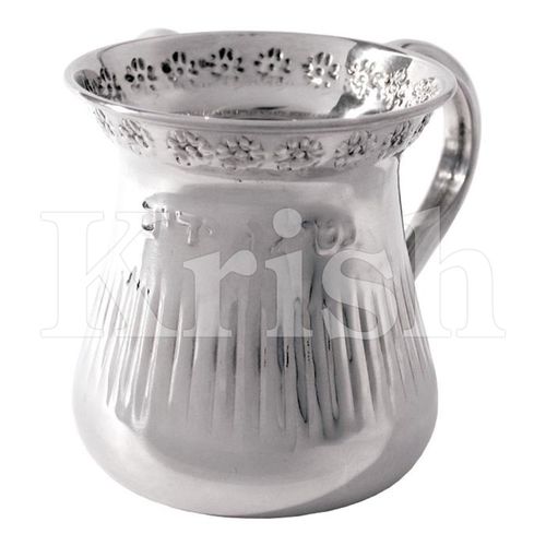 Pitcher Style Stainless Steel Washing Cup With 2 Handles - Designer Size: 11 Cm